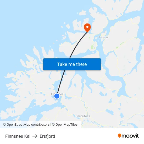 Finnsnes Kai to Ersfjord map