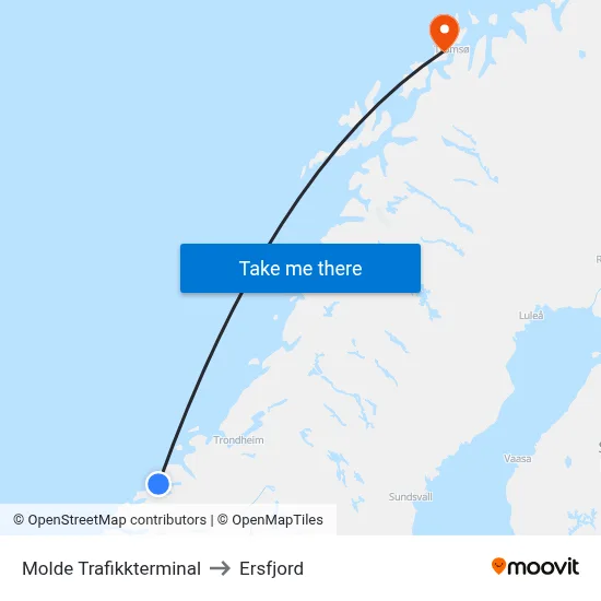 Molde Trafikkterminal to Ersfjord map