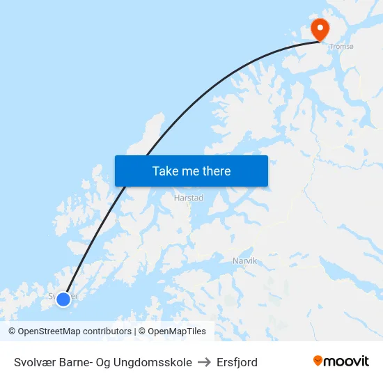 Svolvær Barne- Og Ungdomsskole to Ersfjord map
