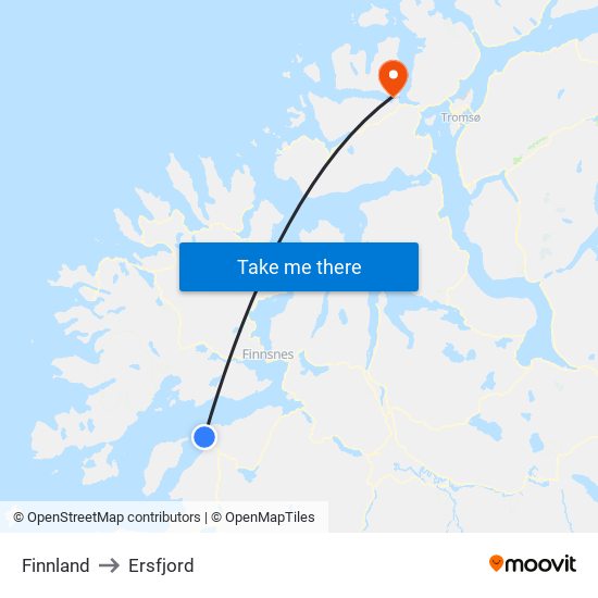 Finnland to Ersfjord map