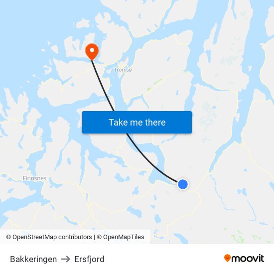 Bakkeringen to Ersfjord map