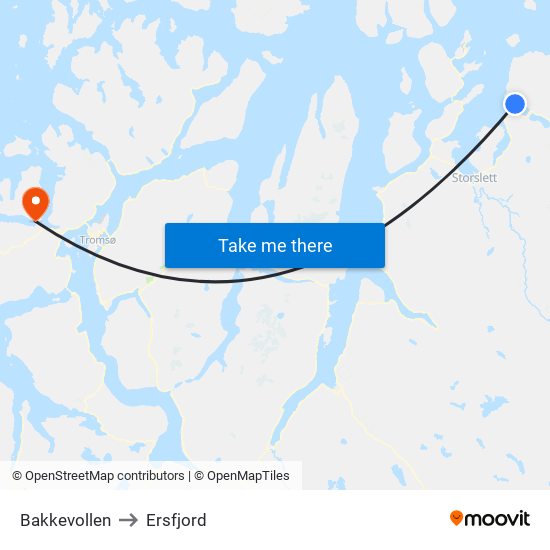 Bakkevollen to Ersfjord map
