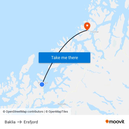 Baklia to Ersfjord map