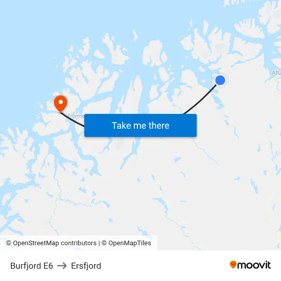 Burfjord E6 to Ersfjord map
