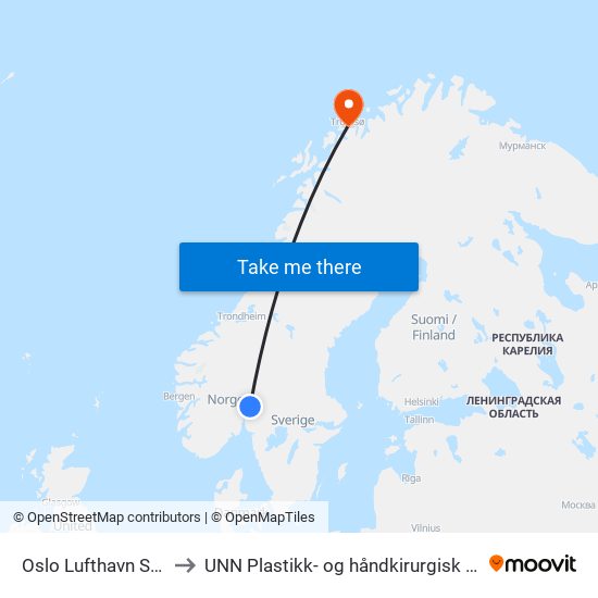 Oslo Lufthavn Stasjon to UNN Plastikk- og håndkirurgisk poliklinikk map