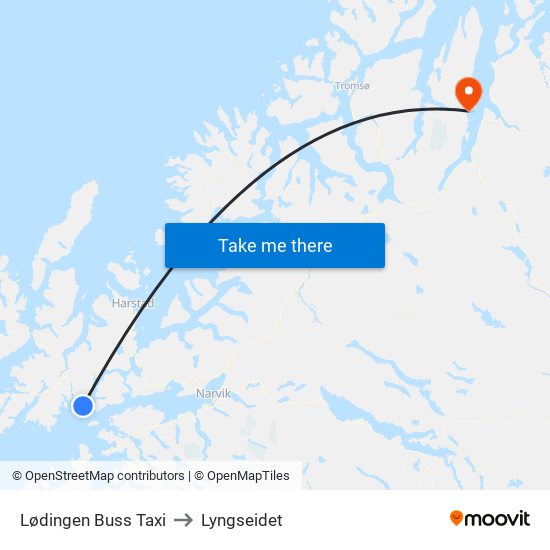 Lødingen Buss Taxi to Lyngseidet map