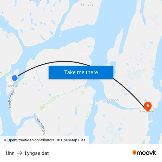 Unn to Lyngseidet map