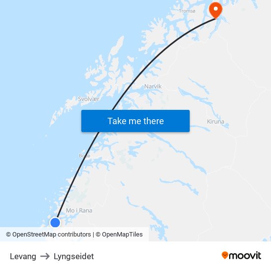 Levang to Lyngseidet map