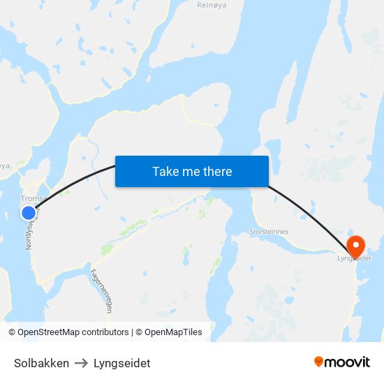 Solbakken to Lyngseidet map