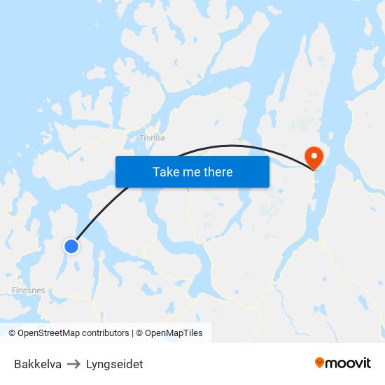 Bakkelva to Lyngseidet map