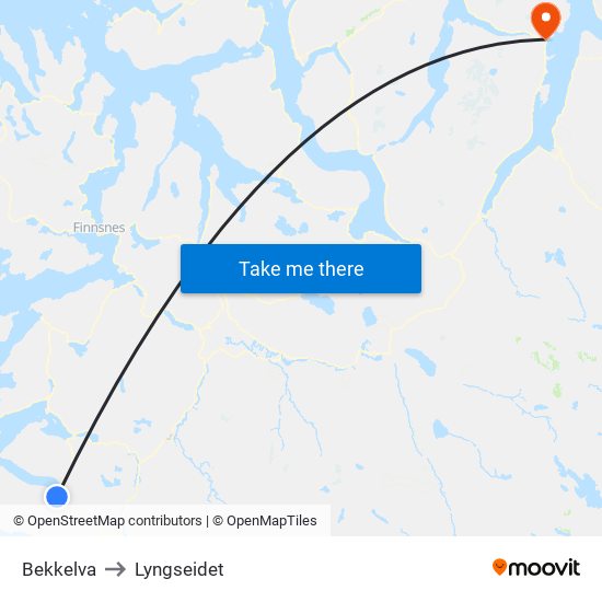 Bekkelva to Lyngseidet map