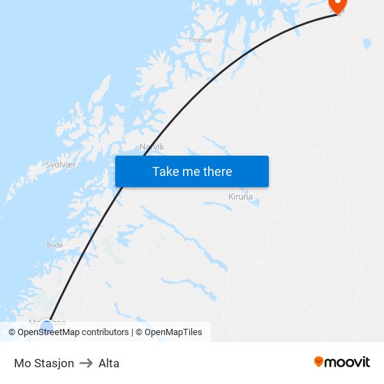 Mo Stasjon to Alta map