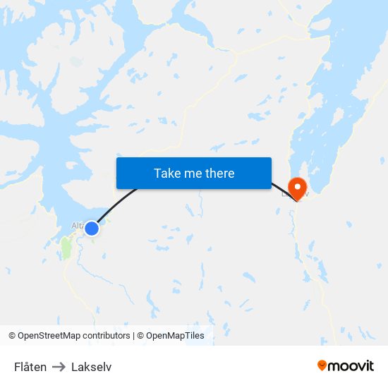 Flåten to Lakselv map