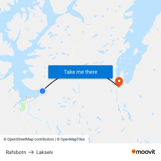 Rafsbotn to Lakselv map