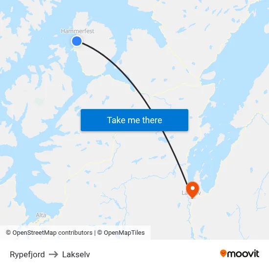 Rypefjord to Lakselv map