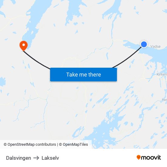 Dalsvingen to Lakselv map