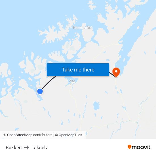 Bakken to Lakselv map