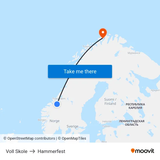 Voll Skole to Hammerfest map