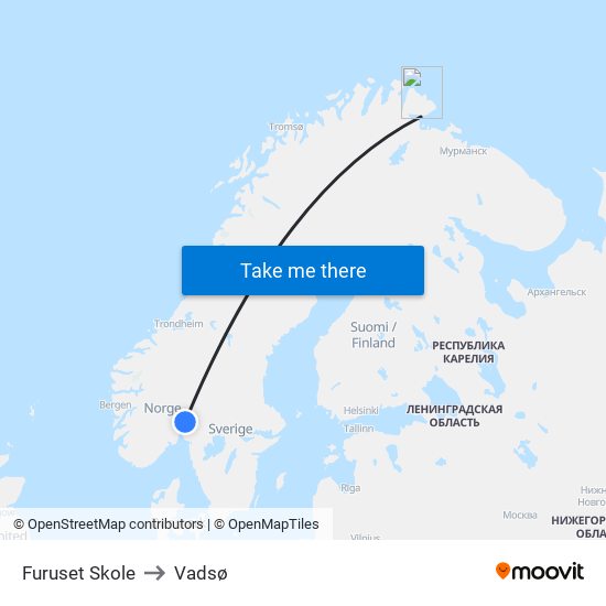 Furuset Skole to Vadsø map