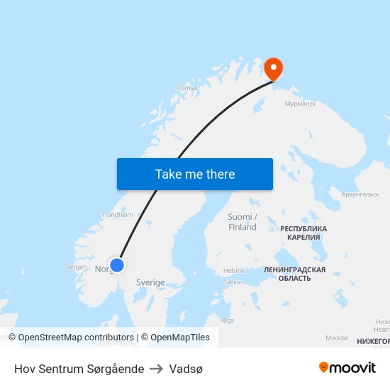 Hov Sentrum Sørgående to Vadsø map
