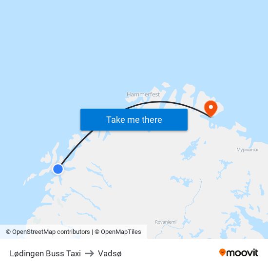 Lødingen Buss Taxi to Vadsø map