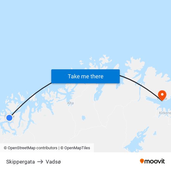 Skippergata to Vadsø map