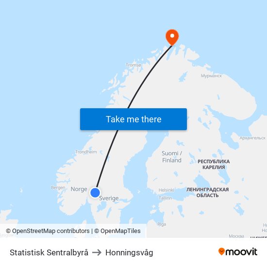 Statistisk Sentralbyrå to Honningsvåg map