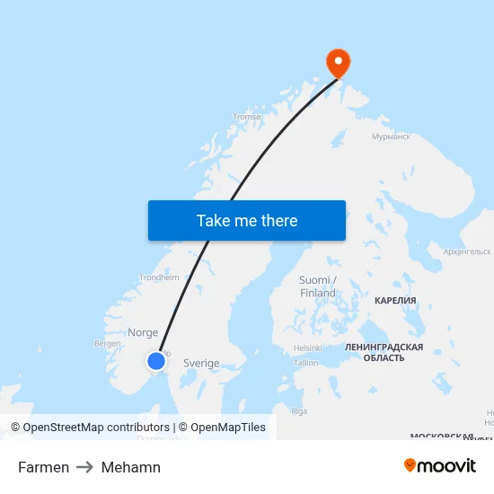 Farmen to Mehamn map