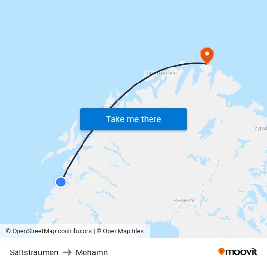 Saltstraumen to Mehamn map