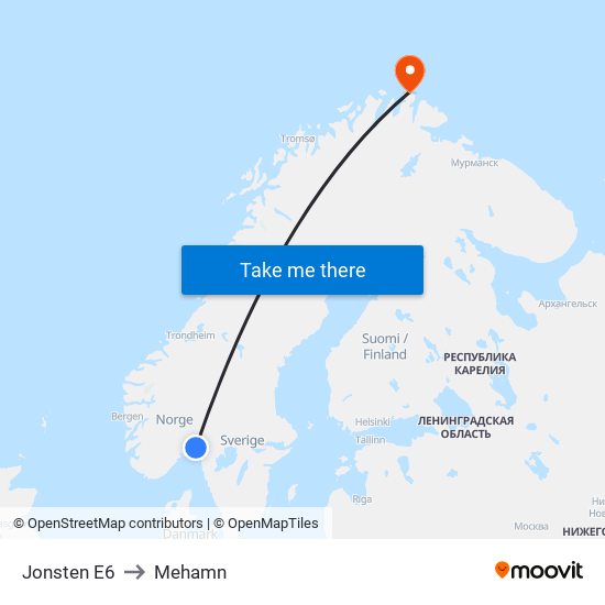 Jonsten E6 to Mehamn map