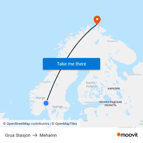 Grua Stasjon to Mehamn map