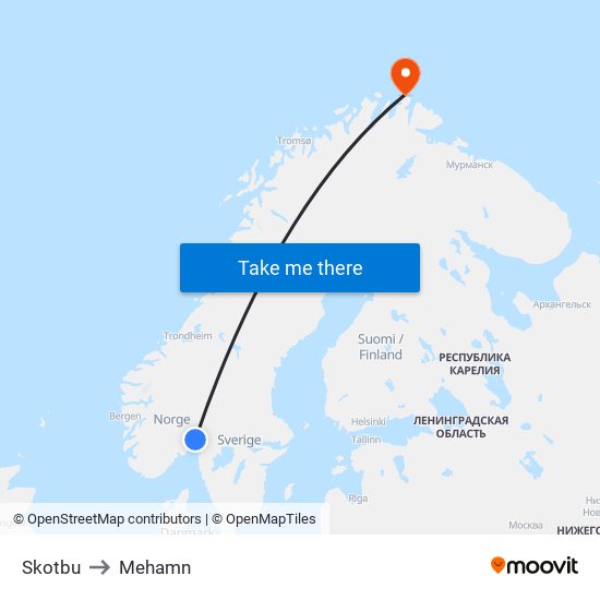 Skotbu to Mehamn map