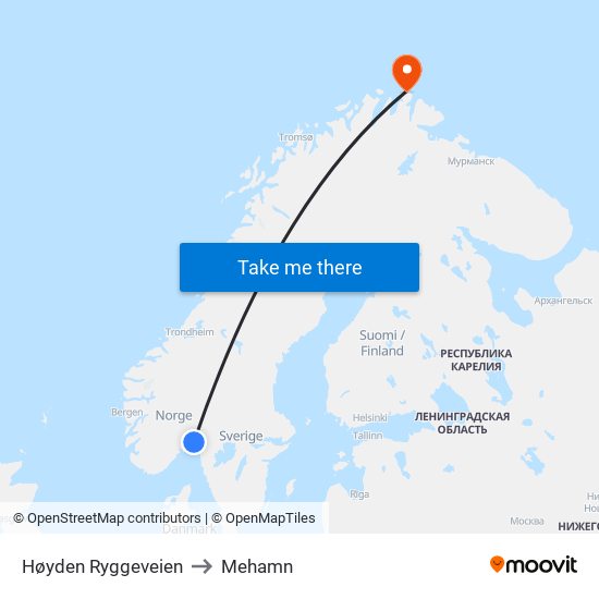 Høyden Ryggeveien to Mehamn map