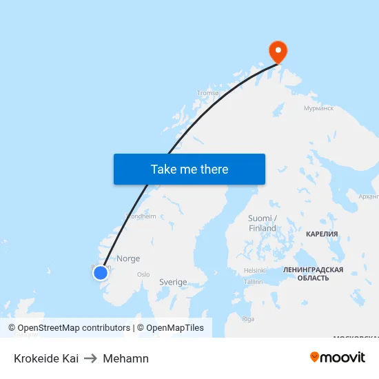 Krokeide Kai to Mehamn map