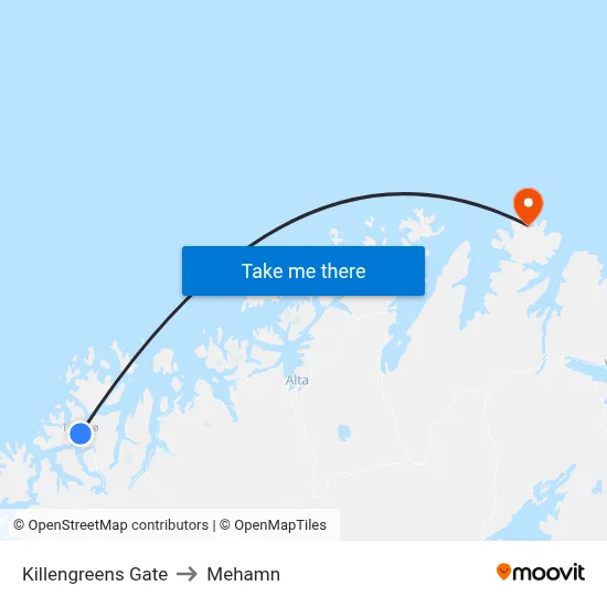 Killengreens Gate to Mehamn map