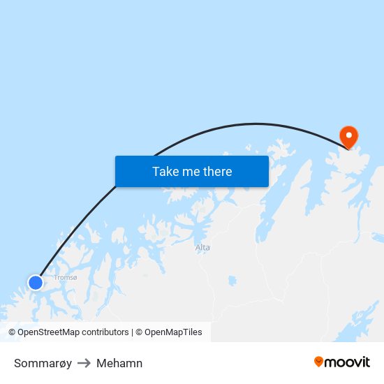 Sommarøy to Mehamn map