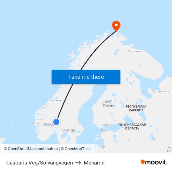 Casparis Veg/Solvangvegen to Mehamn map