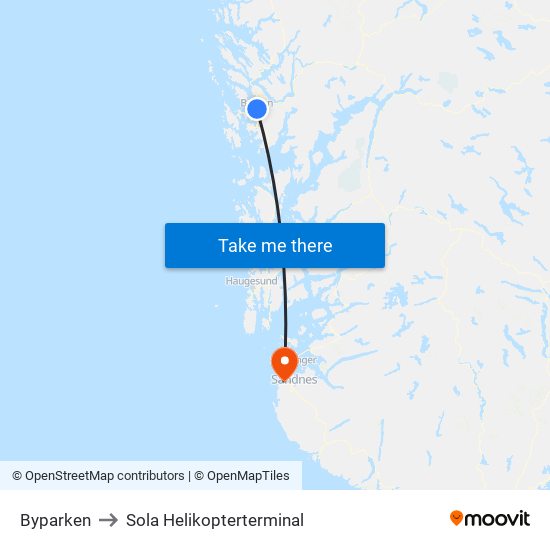 Byparken to Sola Helikopterterminal map