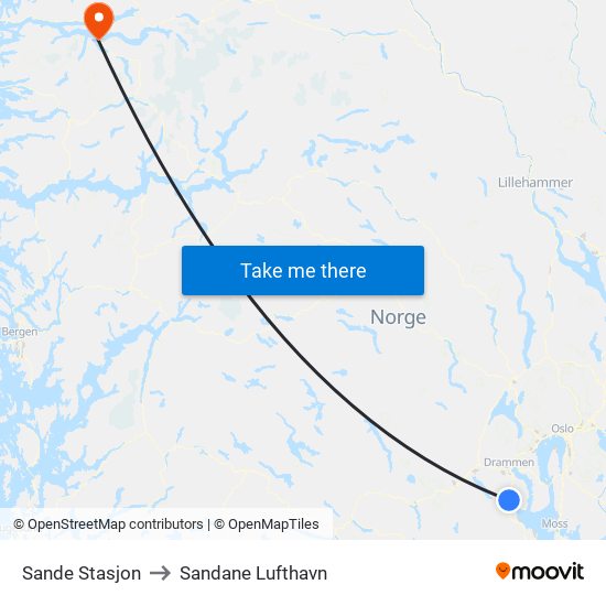 Sande Stasjon to Sandane Lufthavn map