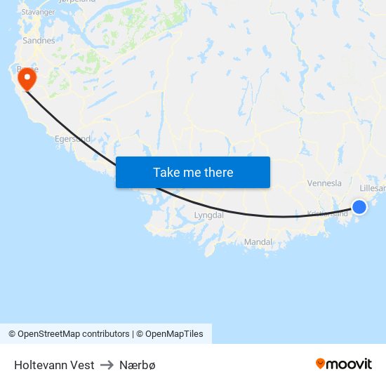 Holtevann Vest to Nærbø map