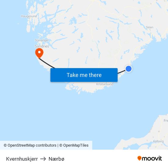 Kvernhuskjerr to Nærbø map