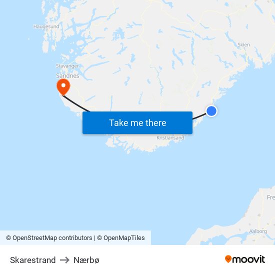 Skarestrand to Nærbø map
