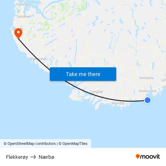 Flekkerøy to Nærbø map