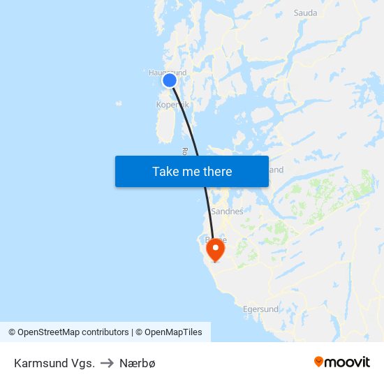 Karmsund Vgs. to Nærbø map