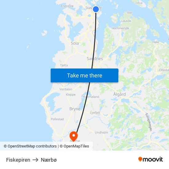 Fiskepiren to Nærbø map