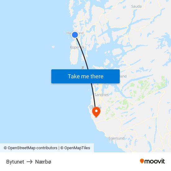 Bytunet to Nærbø map