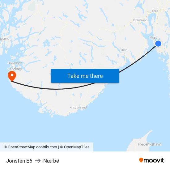 Jonsten E6 to Nærbø map
