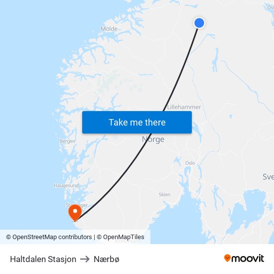 Haltdalen Stasjon to Nærbø map