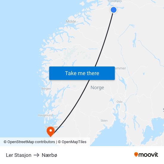 Ler Stasjon to Nærbø map