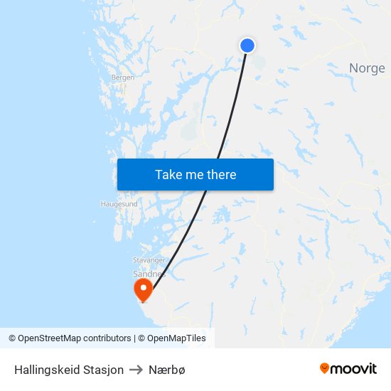 Hallingskeid Stasjon to Nærbø map